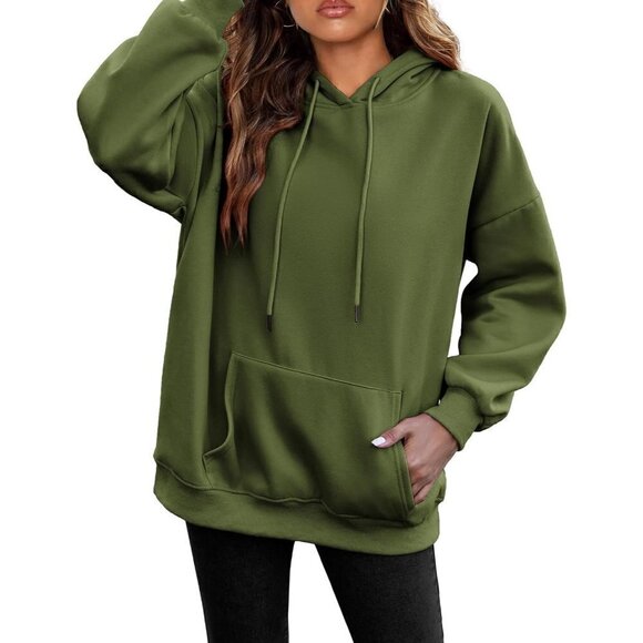 Zeagoo Womens Hoodies Pullover Sweatshirts Long Sleeve Fall Winter Coat - Green - Picture 2 of 6